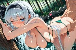 ai_generated behind happy_sex large_breasts swimsuit touhou youmu_konpaku