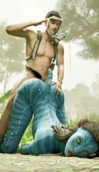 3d ai_generated alien alien_girl animated athletic_female avatar:_the_way_of_water conquered doggy_style human human_on_humanoid human_penetrating larger_female light-skinned_male na'vi no_sound oldmaster quick_e tagme video