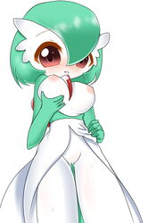 1girls 5_fingers artist_request blush breast_grab breasts color female female_gardevoir female_only female_pokemon front_view gardevoir green_hair hair kandiineko large_breasts looking_at_viewer nintendo nipples open_eyes pokémon_(species) pokemon pokemon_(species) pokemon_rse pussy pussy_juice short_hair solo standing sweat vulva white_background white_skin