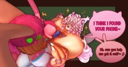 1boy 1girls 3d 3d_(artwork) big_breasts clothed curly_hair dialogue furry huge_breasts lobbyandwoopy lopunny outdoors pokemon pokemon_(species) second_life short_hair skitty tagme text