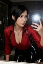 ada_wong ai_generated aveen_lie bathroom black_hair game_character resident_evil resident_evil_6 selfie sfw short_hair