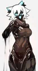 1girls android apron apron_only bare_legs bare_shoulders bare_thighs big_ass big_thighs black_body black_skirt blank_background breasts cameltoe caprakinetics cat_ears cat_humanoid catgirl clothed clothing detailed_shading female female_only fully_clothed glowing_ear_tips glowing_ears glowing_eyes harness joints legs legs_together metal_skin mob_face no_sex roblox roblox_avatar robloxian robot robot_anthro robot_girl robot_humanoid robot_joints robotic robotic_arm scarf screen_face shigezie shiny shiny_skin shiny_thighs short_hair sideboob simple_eyes simple_face solo solo_anthro solo_female solo_focus source_request spiky_hair standing thigh_gap thighs thighs_together white_background white_hair winking