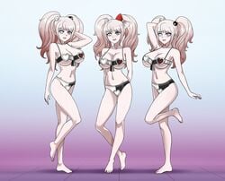 3girls big_breasts blue_eyes breasts cosplay danganronpa danganronpa:_trigger_happy_havoc danganronpa_v3 disguise female_only hair_ornament harem_outfit junko_enoshima looking_at_viewer mind_control mukuro_ikusaba multiple_girls pale-skinned_female pale_skin pose posing shinzu031 shirogane_tsumugi sisters smile smiling smiling_at_viewer smooth_skin strawberry_blonde_hair twins twintails