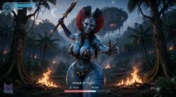 3d 3d_(artwork) ai_assisted ai_generated alien alien_girl alien_humanoid athletic athletic_female avatar:_fire_and_ash bandeau barely_clothed barely_contained beautiful big_ass bikini bikini_top black_hair blue_skin bottom_heavy braids crazy_eyes curvy evil_grin face_paint fangs female_only fight fighting_stance fire front_view halo hand_on_hip headwear high_quality high_resolution highres hourglass_figure hourglass_figured_female huge_ass james_cameron's_avatar jewelry large_ass leather lewdstein loincloth long_hair looking_at_viewer micro_bikini na'vi oiled oiled_skin parody playstation pointy_ears red_headwear revealing_clothes seductive skimpy skimpy_bikini smoke spear straps string_bikini string_panties stripes suggestive thick_thighs thighs toned tribal tribal_clothing varang varang_(avatar) voluptuous wasp_waist