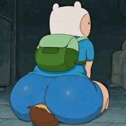 2boys adventure_time ai_assisted ai_generated animated ass ass_on_face blue_shirt blue_shorts bubble_ass bubble_butt butt_smother cartoon_network edited face_in_ass facesitting finn_the_human gay green_backpack gregory_(kingsofcoyote25) huge_ass kingsofcoyote25 no_sound oc original_character sitting_on_face smothering_ass thick_ass thick_thighs white_hat wobbling_ass