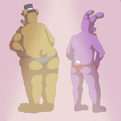 2boys 3_toes anthro anthro_male anthro_only ass back_bulge back_view backview bear black_clothes black_clothing black_hat black_nose black_top_hat black_tophat black_underwear bonnie_(fnaf) bow_tie bowtie brown_body brown_fur bulge clothed clothes clothing cupcakekangaroo digital_media_(artwork) duo duo_male five_nights_at_freddy's fnaf freddy_(fnaf) frown frowning fur furry furry_male furry_only gay hands_on_hips hat lagomorph lighting male male_anthro male_ass male_ass_focus male_butt male_butt_focus male_duo male_furry male_only no-human no_human no_humans no_visible_genitalia non-human non-human_only only_furry only_male png purple_body purple_fur questionable rabbit red_bow_tie red_bowtie red_clothes red_clothing red_underwear reluctant shadow suggestive tail tight_clothing tight_underwear top_hat tophat underwear ursid ursine video_games white_tail