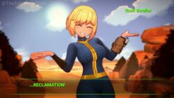 1boy 3d 60+fps ahe_gao animated anna_anon armor ass ass_shake audible_internal_cumshot audible_speech barefoot blonde_hair blush bob_cut bodysuit boots bottomless breasts brown_eyes brown_hair continuous_ejaculation cum cum_in_mouth cum_in_pussy cum_overflow desert disgust ejaculation elbow_pads english_text fallout feet feet_up fellatio female fingerless_gloves gameplay_mechanics gloves hand_on_another's_head handjob heads-up_display highres huge_filesize indoors interior irrumatio jiggle jumpsuit just_the_tip knee_pads large_breasts leaning_on_object licking licking_penis merurava moaning one_eye_closed oral outdoors penis plate_armor radiation_symbol red_eyes rough_sex saliva seductive_smile sex sex_from_behind short_hair smile soles sound spanking standing standing_on_one_leg standing_sex straight table tagme teeth testicles tongue torn_clothes twitter_username uncensored user_interface vaginal_penetration vault_girl vault_meat video voice_actor wave weapon wide_hips wink zorak_the_evil