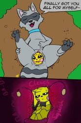 afraidpichu ambiguous_gender anus apple_the_pichu bodily_fluids cervix clitoris duo female feral feral_unbirthing_feral forced generation_2_pokemon genitals hi_res internal malcoon mammal nintendo paws pichu pokemon pokemon_(species) pokemon_in_pussy pokemon_insertion procyonid raccoon unbirthing uterus vaginal vore