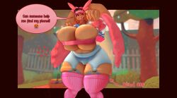 1girls 3d 3d_(artwork) between_breasts big_breasts bunny_ears clothed dialogue furry glasses huge_ass huge_breasts lobbyandwoopy lopunny outdoors pokemon pokemon_(species) pose second_life short_hair tagme text tight_clothing