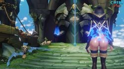 ashe_(league_of_legends) ass breasts chikipiko_(artist) dance league_of_legends league_of_legends:_wild_rift legs pole_dancing stripdance