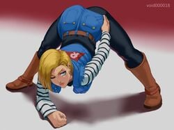 1girls android_18 blonde_hair blue_eyes boots cameltoe cleavage curvy dragon_ball erect_nipples female huge_areolae huge_ass huge_breasts puffy_nipples short_hair thick_lips void000018 voluptuous wide_hips