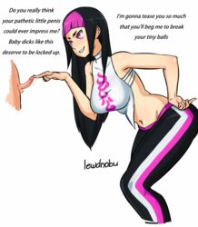 castration_threat dialogue faceless_male juri_han lewdnobu small_penis_humiliation street_fighter tagme white_background