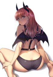 1girls ass big_ass big_butt emojo eye_contact feet female horns long_hair looking_at_viewer looking_back panties solo thick_thighs thighs