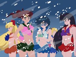 5girls ami_mizuno artist_request bishoujo_senshi_sailor_moon blonde_hair blue-tinted_eyewear blue_eyes blue_hair blue_skirt bow bra brown_hair closed_eyes clothing color colored female female_only glasses green_eyes green_skirt hair_ribbon hairbow long_hair makoto_kino minako_aino multiple_girls orange_bra orange_skirt ponytail purple_eyes purple_hair red_bra red_skirt rei_hino sailor_collar sailor_jupiter sailor_mars sailor_mercury sailor_moon sailor_venus screenshot_edit shivering short_hair skirt small_breasts snow tagme tinted_eyewear usagi_tsukino very_long_hair visor