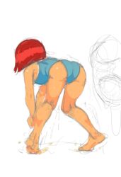 angie bent_over filthypally nerf_now one_piece_swimsuit presenting_hindquarters red_hair white_background