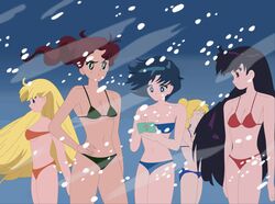 5girls ami_mizuno artist_request bishoujo_senshi_sailor_moon blonde_hair blue_bra blue_eyes blue_hair blue_panties bra brown_hair cleavage closed_eyes color colored female female_only green_bra green_eyes green_panties hand_on_hip long_hair makoto_kino minako_aino multiple_girls orange_bra orange_panties panties ponytail purple_eyes purple_hair red_bra red_panties rei_hino screenshot_edit shivering small_breasts snow tagme usagi_tsukino very_long_hair wind