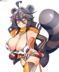 1girls animal_ears bebatch breasts busty cleavage female female_only huge_breasts indie_virtual_youtuber raccoon raccoon_ears raccoon_tail snuffy solo solo_female tail thick_thighs virtual_youtuber