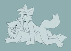 ambiguous_penetration animated anthro anthro_on_anthro arcadepup blush breasts canid canine duo eyewear featureless_breasts female female_on_bottom female_penetrated from_behind_position fur glasses gray_(lycanludens) grey_fox gulonine hair hi_res looking_back loop lying male male/female male_on_top male_penetrating mammal marten mustelid musteline no_nipples on_bottom on_front on_top penetration pine_marten pup_(arcadepup) sex short_playtime smile urocyon