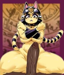 2021 animal_crossing ankha ankha_(animal_crossing) anthro breasts cowgirl_position dark-skinned_male egyptian furry male nintendo penis penis_awe raizengax riderx riderxtremex thick_thighs thighs