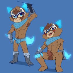 1boy 1male :3 anthro awe blue_background blue_briefs blue_clothes blue_clothing blue_eyes blue_scarf blue_underwear blush briefs bulge cat_ears cat_tail color crotch cute dwg_kennen ears ears_up esports furry furry_only glowing hairy hairy_armpits hairy_balls half_dressed half_naked hand_on_leg hatakerub kennen league_of_legends looking_at_viewer male male_only metal_legs riot_games scarf showing_teeth sitting sitting_down skin small_balls small_penis smaller_male smile smiling_at_viewer solo solo_male standing tail teeth teeth_showing tiny_penis underwear yordle