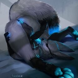 1:1 2021 anthro anus autofellatio balls blue_anus blue_markings blue_pawpads blue_penis bodily_fluids canid canine cheek_tuft digital_media_(artwork) digitigrade dipstick_ears dipstick_tail dutch_angle eleacat facial_tuft fox fur genitals gloves_(marking) glowing glowing_anus glowing_genitalia glowing_markings glowing_penis grey_body grey_fur hi_res inner_ear_fluff leg_markings licking male male_only mammal markings masturbation multicolored_ears multicolored_tail nude oral oral_masturbation pawpads penile penile_masturbation penis penis_lick sex socks_(marking) solo tongue tongue_out tuft whiskers