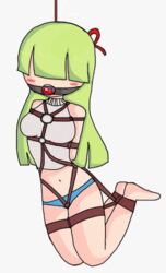 1girls cami_(fnafhs) fhs fhsz3r0 fnafhs fnafhs_bondage fnafhs_z3ro fnafhsrule34 gag gagged green_hair hair_covering_eye long_hair mouth_gag