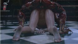 1girls 1monster 3d back_view blender breeding breeding_mount canine_penis claire_redfield defeated_heroine dirty dirty_feet doggy_style feet helpless_female knotted_penis licker_(resident_evil) monster mounting raped_by_monster resident_evil resident_evil_2 rough_sex shocked slut submissive_female sweating vaginal_sex
