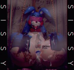 2022 after_sex animatronic anthro anus arms_tied arrow_sign balls black_nose blindfold blue_body blue_ears bodily_fluids body_writing bondage bound bow_tie buckteeth cum cum_in_ass cum_inside cum_on_feet digital_media_(artwork) ears_down english_text feet five_nights_at_freddy's five_nights_at_freddy's_2 front_view genital_fluids genitals hi_res lagomorph leaking leaking_anus leaking_cum legs_tied leporid long_ears machine male male_only mammal multicolored_body penis pivoted_ears public public_use rabbit rckke red_bow_tie robot scottgames slur small_penis solo suspension suspension_bondage teeth text tongue tongue_out toy_bonnie_(fnaf) two_tone_body white_body writing_on_butt