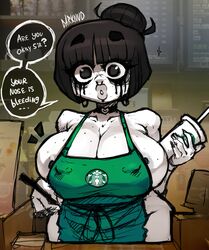 1girls breasts cleavage darknud female female_only goth_girl huge_breasts iced_latte_with_breast_milk koko_(darknud) meme speech_bubble talking_to_viewer text thick_thighs wide_hips