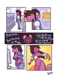 1girls 2d abs anthro anthro_female arm_bands before_and_after belt bimbo black_hair blank_eyes blank_stare bra bracelet brainwashing breasts brown_hair brunette brunette_female brunette_hair choker cleavage clothed clothed_female collarbone comic comic_page comic_panel comic_strip corruption dancer dancer_outfit dancing deltarune digital_drawing_(artwork) digital_media_(artwork) dumbification english_text female female_anthro female_only female_submissive femsub freckles furry giving_in giving_in_to_pleasure happy happy_trance harem_outfit hidden_curves hypnotic_screen jeans jewelry lizard lizard_girl long_hair midriff mind_control monitor navel nude nude_female omegaluxifer open_mouth panties purple_body purple_skin see-through sharp_teeth shirt shoes signature simple_background smile smiling solo solo_female spiral spiral_eyes standing submission submissive submissive_female susie_(deltarune) symbol_in_eyes tech_control teenager text tomboy trance underwear undressing yellow_eyes