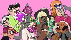 16:9 2021 agent_8_(splatoon) anal anal_sex animal_humanoid anthro bisexual blush bodily_fluids breasts callie_(splatoon) cephalopod cephalopod_humanoid closed_eyes cum cum_from_nose cum_in_nose cum_inside cum_on_face detachable detachable_penis disembodied_penis faceless_male fellatio female gay genital_fluids genitals gesture group hairjob handjob hi_res humanoid humanoid_pointy_ears inkling inkling_girl jones_boi kaori_(splatoon) kissing male male/female male/male marie_(splatoon) marina_(splatoon) marine marine_humanoid mask_(marking) mollusk mollusk_humanoid nintendo nipples octarian octoling octoling_boy octoling_girl octopus off_the_hook_(splatoon) one_eye_closed oral patricia_(splatoon) pearl_(splatoon) penetration penile penile_penetration penis penis_in_ass penis_kissing pink_background pointy_ears pseudo_hair sex simple_background splatoon splatoon_(series) splatoon_2 splatoon_2:_octo_expansion squid squid_sisters_(splatoon) steven_(splatoon) tears tentacle tentacle_hair v_sign video_games widescreen