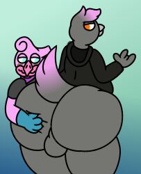 1female 1other 2025 anthro ascii_(port_able) ass ass_focus ass_grab avian balls bandana bird blush bottomless butt_focus butt_grab corvid cringebird crow daryl_(cringebird) female flamingo furry furry_only gloves gray_body gray_feathers highlights_(coloring) looking_at_ass looking_back nonbinary nonbinary_(lore) pink_body pink_feathers port_able tagme