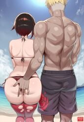 1boy absurd_res ai_generated ass ass_grab beach beautiful beautiful_girl bikini blonde-haired_male blonde_hair female fingering fingers from_behind grope_from_behind groping hi_res high_resolution highres male/female muscular muscular_male playing_with_pussy public pussy ruby_rose rwby sexual_assault sexual_harassment sneaky thick_thighs thighs very_high_resolution whorx