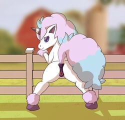 absurd_res animal_genitalia animal_pussy anus clitoral_winking clitoris equid equine equine_pussy female feral galarian_ponyta genitals hi_res horn horse mammal moderately_ashamed nintendo pokémon_(species) pokemon puffy_anus pussy regional_form_(pokémon) solo unicorn_horn video_games