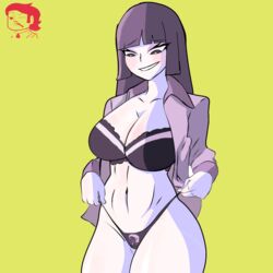 1girls blush blushing bra female female_only lila_(spooky_month) lingerie milf mother pale-skinned_female pale_skin purple_clothing purple_hair spooky_month sr_pelo tagme white_skin