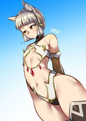 1girls animal_ears bikini blush cat_ears cnmbwjx female female_only fully_clothed nia nia_(blade) nia_(xenoblade) nintendo revealing_clothes rule_63 ryuusei_(mark_ii) shy skimpy_clothes solo tight_clothing xenoblade_(series) xenoblade_chronicles_2