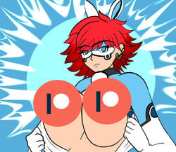 alix_kubdel big_breasts breasts bunnyx_(character) busty censored future_alix_kubdel legenwaitforitdary looking_at_viewer miraculous_ladybug red_hair th3immortalone