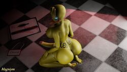 16:9 1futa 3d 3d_(artwork) animatronic ass back_view big_ass big_breasts big_penis blue_eyes breasts butt_focus digital_media_(artwork) feet five_nights_at_freddy's five_nights_at_freddy's_2 furry futa_only futanari genitals glowing glowing_eyes gynomorph hi_res high-angle_view intersex kneeling looking_back machine magniym nude penis robot sitting solo toy_chica_(fnaf) video_games widescreen yellow_body