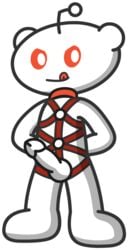 alien antenna bdsm_gear bondage bondage excited liquid_emoji male male_only orange_eyes penis reddit snoo white_skin