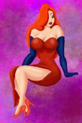 anidi_otmore disney dress green_eyes jessica_rabbit red_hair sitting who_framed_roger_rabbit