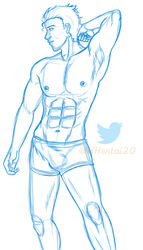 armpit armpits boxers bulge hhentai20 jojo's_bizarre_adventure jotaro_kujo male male_only muscular muscular_male sketch stardust_crusaders