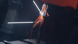 1girls 3d ahsoka_tano bocas_top dual_wielding fit_female gold_chain holding_weapon jedi large_breasts lightsaber matthew_doucette panties star_wars star_wars_rebels underwear voluptuous