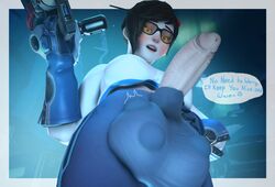 1futa 3d asian asian_futanari balls cock_vore dialogue eyewear futa_only futanari glasses large_penis mei_(overwatch) overwatch penis solo spuzzeybunnz vore