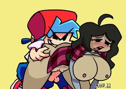 1boy 2d ahegao animated ass black_eyes black_hair blue_hair breasts cap female friday_night_funkin gif male nipples nonbinary penis penis_in_pussy pussy side_view sunday_(bbpanzu) trans_woman transfem vaginal vaginal_insertion vaginal_penetration