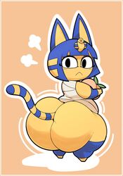 1girls animal_crossing ankha anthro ass cat_ears cat_tail catgirl egyptian feline feline_humanoid furry huge_ass looking_at_viewer looking_back maddeku nintendo short_hair shortstack solo solo_female striped_tail thick_thighs thighs