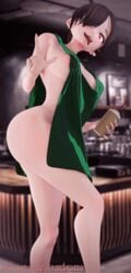 1girls aequd apron apron_bow apron_only apron_pull areola areolae ass ass_focus ass_up big_ass big_breasts big_butt black_clover black_hair coffee coffee_mug fangs female female_focus female_only iced_latte_with_breast_milk leg_up legs meme nude nude_apron nude_female red_eyes sharp_teeth short_hair solo solo_female solo_focus tongue tongue_out vanica_zogratis