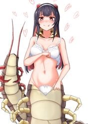 1girls bug_girl centipede centipede_girl centipede_taur emukae_kaede female female_focus female_only hearts looking_at_viewer monster_girl original plan039 pov solo solo_female solo_focus undressing white_background wholesome