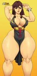 1girls 2021 big_breasts big_hips big_thighs boots bottomless bracelet braided_hair breasts brown_eyes brown_hair capcom child_bearing_hips chinese_clothes chun-li chun-li_(battle_ouffit_sfv) clothed clothes earrings enormous_thighs erect_nipples fanart female female_focus female_only fully_clothed gigantic_thighs hair_ornament hips huge_breasts huge_thighs hyper hyper_thighs jay-marvel large_breasts large_hips lipstick makeup massive_thighs muscular_female muscular_thighs nipple_bulge nipples painted_nails pantless pear_shaped pinup sash small_waist spiked_bracelet street_fighter street_fighter_v thick_hips thick_thighs thunder_thighs toned toned_female voluptuous wide_hips yellow_background