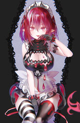 1girls big_breasts blood boob_window breasts dress gothic original original_character pointy_ears pottsness red_eyes red_hair thick_thighs thighhighs thighs tight_clothing tongue tongue_out vampire