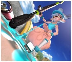 1futa 3d balls cock_vore colored_cum cum futa_only futanari inkling inkling_futa inkling_girl large_penis marie_(splatoon) marie_(wo262) mostly_nude nintendo penis solo splatoon spuzzeybunnz unusual_cum vore